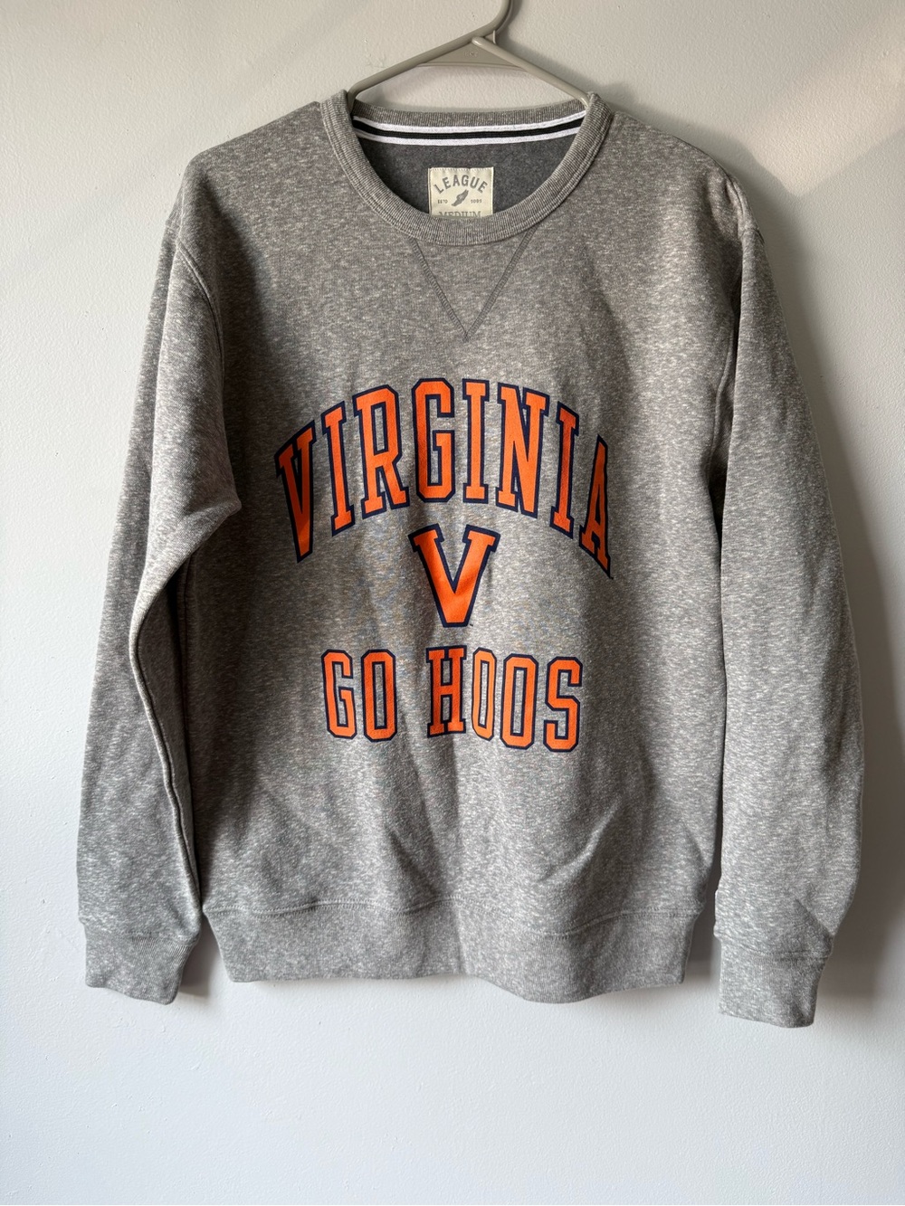 League Virginia Cavaliers HOOS Grey Navy Crewneck Sweatshirt Fleece Size S M